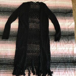 Forever 21 Black Crochet Knit Cardigan